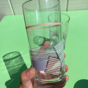 1988 Anchor Hocking Pastel Stripe Glasses – Set of 2